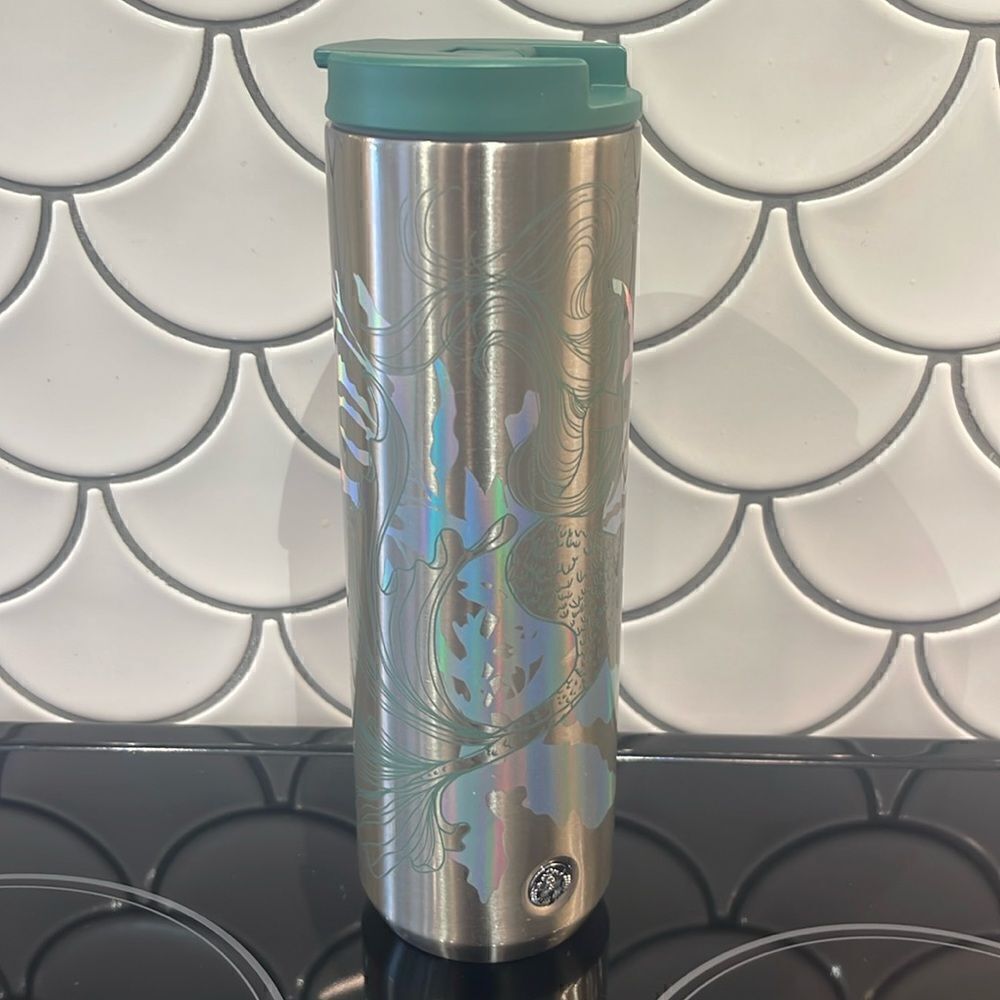 Starbucks Siren Metal 16oz Tumbler Silver and Green
